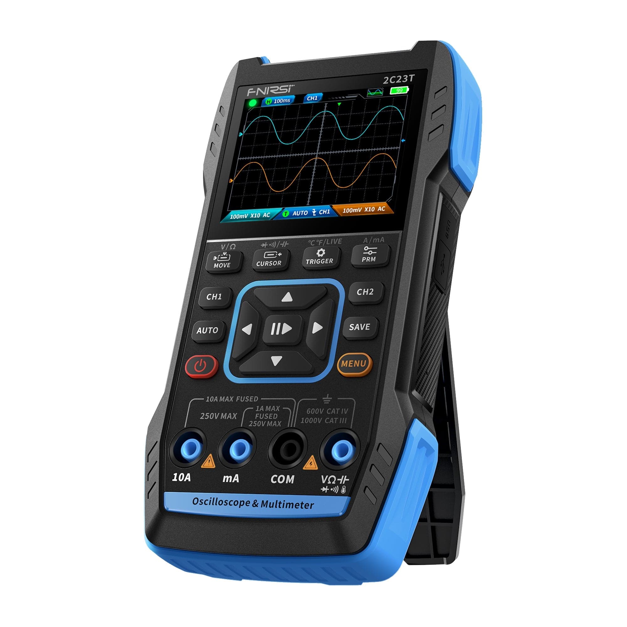 FNIRSI 2C23T 3-i-1 måleinstrument — officielt produktbillede
