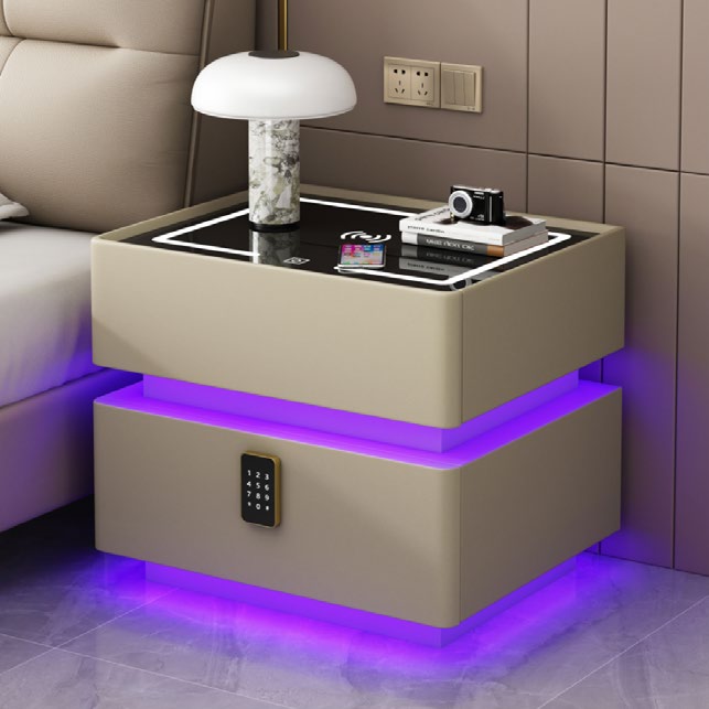 Hebai K29 — K29 i den viste beige katalogfinish med RGB/LED-lys og kodelås